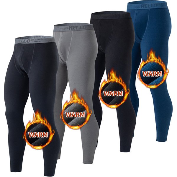 Underwear & Sleepwears Thermal Underwear Winter Warm Fleece-Lined Pants For Cold Weather, Soft & Comfortable, Plus Size Available (Grey, Black, Blue)-image