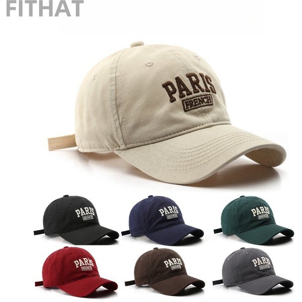 Women's Paris Personalized Washed Letter Embroidered Cap Outdoor Travel Men's Sun Protection Baseball Cap-image
