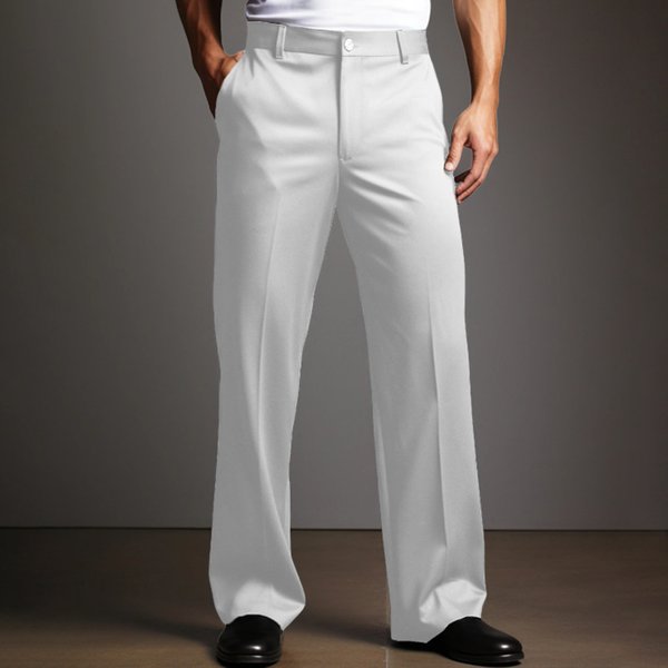 Men's Classic Dress Trousers For Business & Daily Wear | Straight Leg Formal Pants With Front Button & Pockets-image