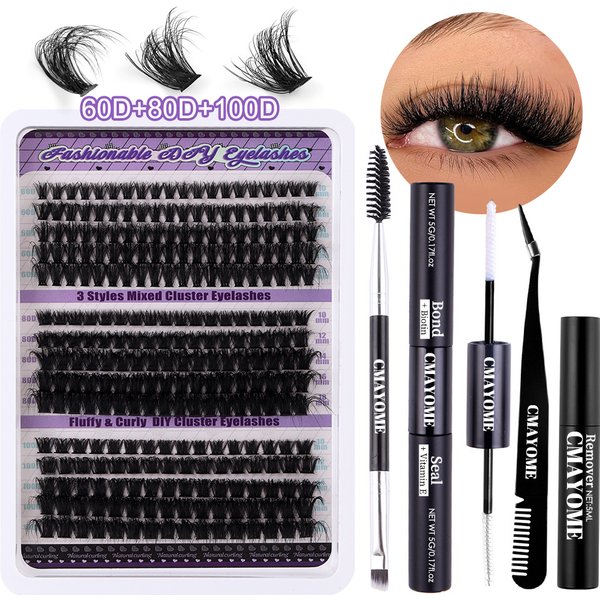 European and American cross border 300 clusters of large capacity dense D curved false eyelashes set naturally curled DIY segmented eyelashes