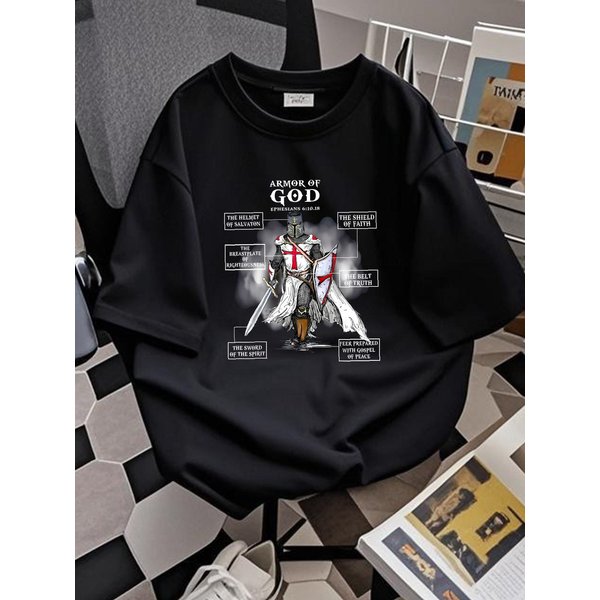 Armor Of God Knight Templar Christian T-Shirt S-5XL Unisex Tee Shirt Gift Usa Fashion Soft Stretched Designer Clothes Casual Homme Summer Graphic-image
