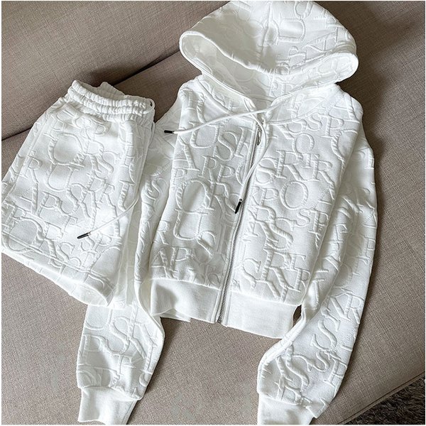 Women's Sweatshirt Shorts Suit For Women High-End Light Luxury Temperament Goddess Style Casual Fashion Two-Piece Set-image
