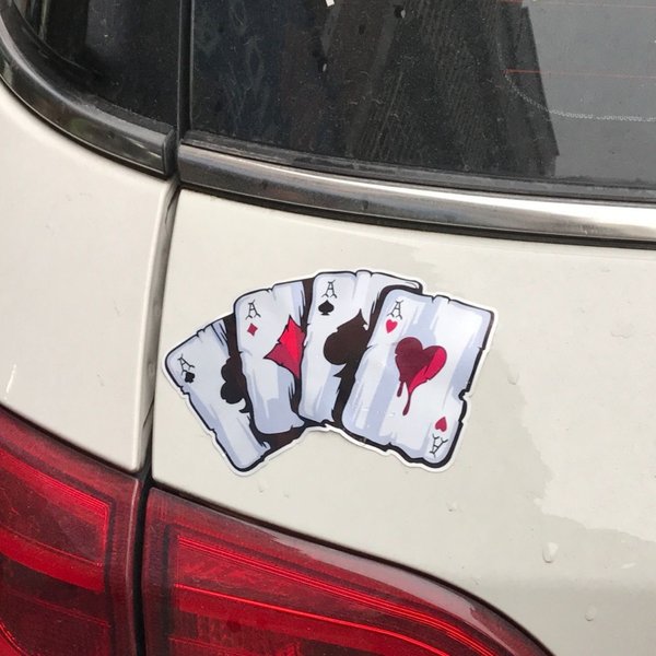 playing cards poker monster hat car sticker playing cards A reflective personality sticker