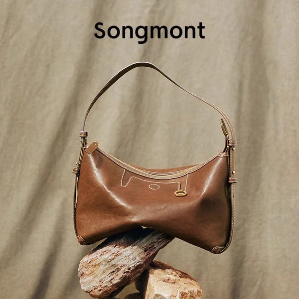 Songmont Yamashita Arimatsu Trace Series Shallow Hobo Vegetable Tanned Leather Commuter Underarm Dumpling Bag For Women