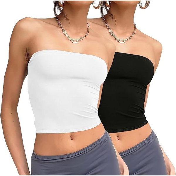 Women's Strapless Tube Top Summer Sleeveless Crop Top For Women Sexy Bodycon Tank Top Cute Casual Wear
