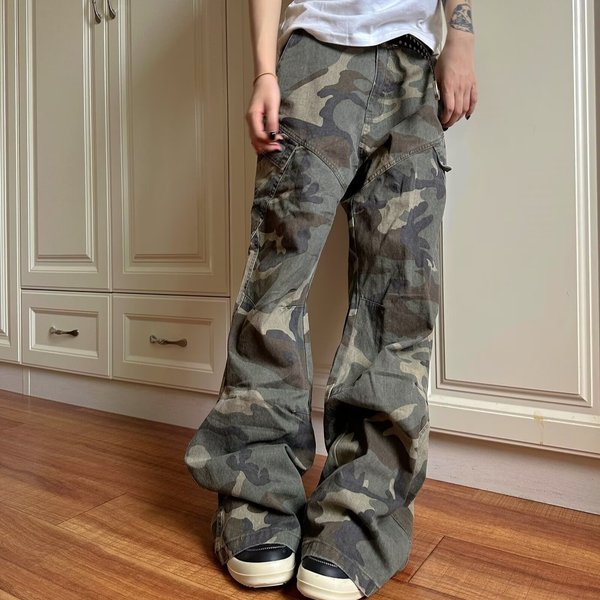 Men's Camo Cargo Pants – Streetwear Utility Trousers With Multi-Pockets (S-3XL, Oversized Military Aesthetic For Urban Exploration)-image