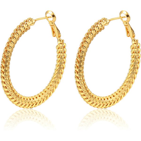 Women's Jewelry Gold Popular Exaggerated Round Braided Wheat Ear S925 Silver Needle Earrings Copper Plated K Gold Hip Hop Large Earrings-image