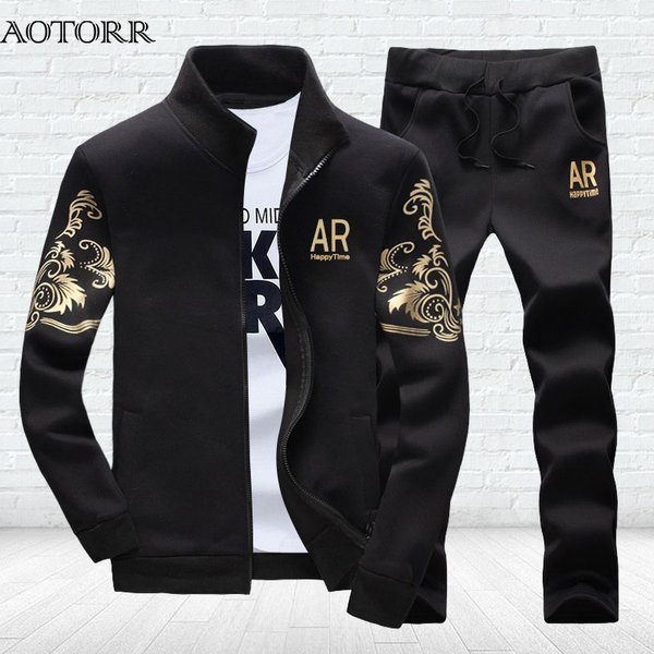 Fashion Tracksuit Autumn Winter Men's Sportswear Two Piece Set Men Jacket Sweatpants Brand Clothing Male Sweatsuit-image