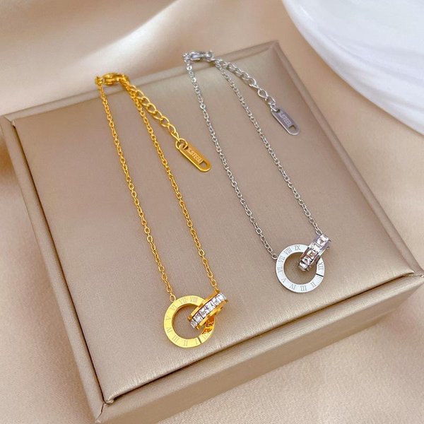 New Fashion Roman Numerals Charm Bracelets For Women Elegant High Quality Shining Gold Plated Stainless Steel Bracelet Jewelry-image