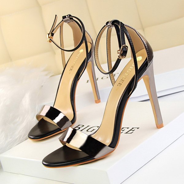 267-3 Fashionable and Sexy Nightclub Slim Super High Heels, Color Block, Open Toe, Hollow out Women's Sandals