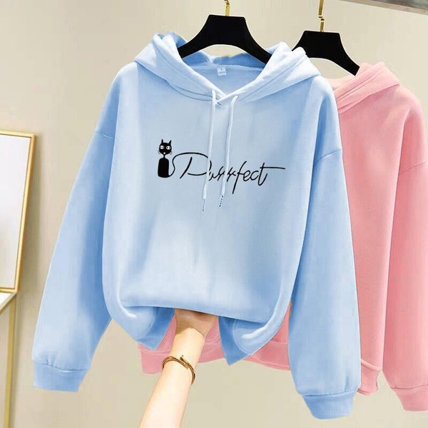 Women's Fleece-Lined Hoodie, Oversized Pullover Sweatshirt With Cartoon Print, Cozy Winter Long Sleeve Hooded Top