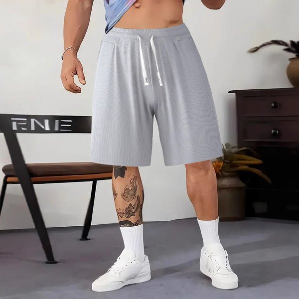 Men's Casual Shorts 2025 Summer Ribbed Heavy American Sports Shorts Men's Outer Wear Loose Breathable Shorts-image
