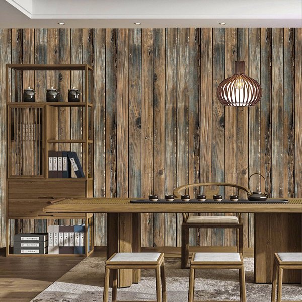 Cross-Border Striped Grid 3D Retro Wood Grain Self-Adhesive Home Building Materials Living Room Background Wall