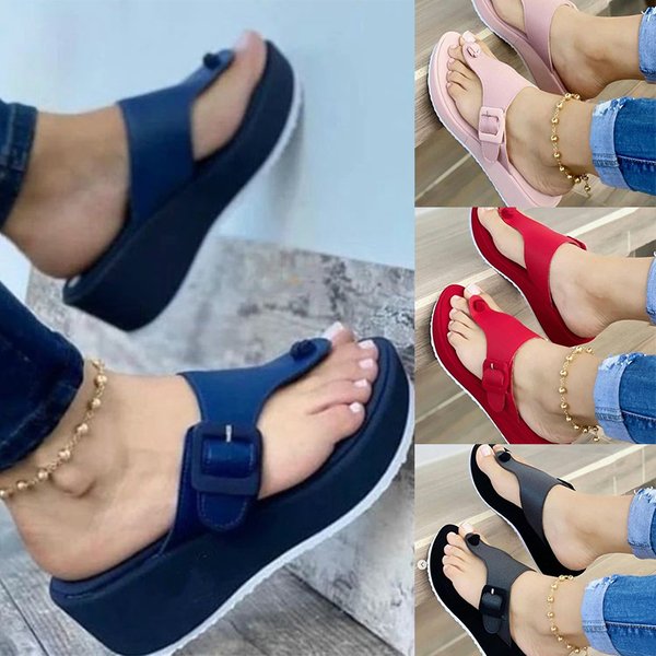 New Women Sandals Summer Casual Fashion Flip Flops Ladies Platform Wedges Sandals Party Peep Toe Shoes Outdoor Slippers-image