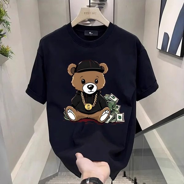Men's Clothing Trendy Short Sleeved Ins Pure Cotton Summer Printed Round Neck T Shirt