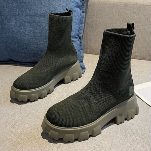 Women's flying weaving sports ankle boots Women's new fall and winter women's boots large size slip-on sock boots