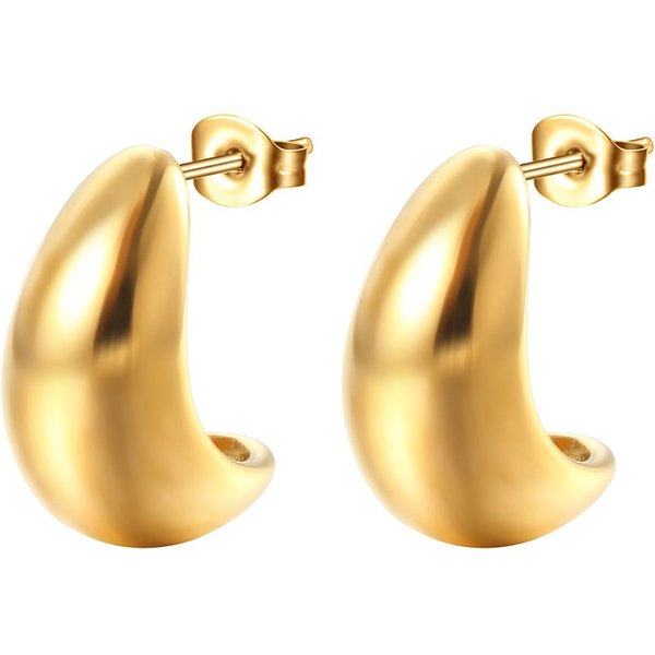 Yamaler 1 Pair Ear Studs Stainless Steel Polished Hypoallergenic Minimalist Open Hoop Metal Circle Earrings Fashion Jewelry