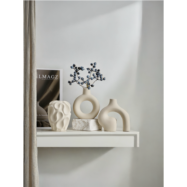 3PC Ceramic Vase Set, Modern Minimalist Style Hollow Spiral Vase, Decorative Vase For Home Living Room Bedroom Office, Ornaments