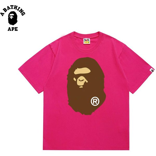 A BATHING APE BAPE-Classic Front And Back Ape Head Print Pure Cotton Short Sleeved Shirt