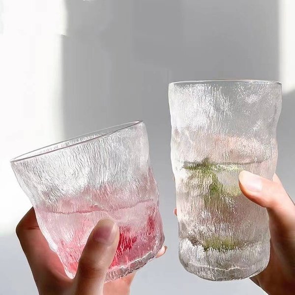 280ml/330ml glass drinking bottle simple glacier glass water cup rock whiskey red wine cup coffee cup bark pattern cup beer cup