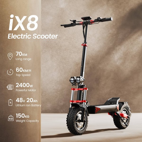 Iscooter IX8 Electric Scooter Adult 2400W 48V 20AH Off-Road E-Scooter 12"-image