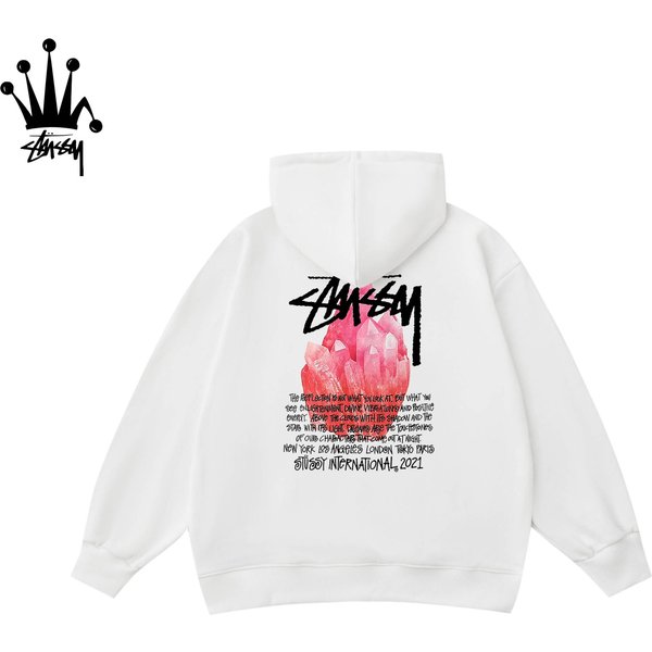 Stussy Crystal Mineral Pattern Printed Hooded Sweatshirt Made Of Pure Cotton Fabric-image