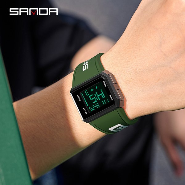 Light Luxury Square Digital Watch With Night Light, Stopwatch, Alarm, And 30M Water Resistance For Men And Women Multifunctional Personalized Watch