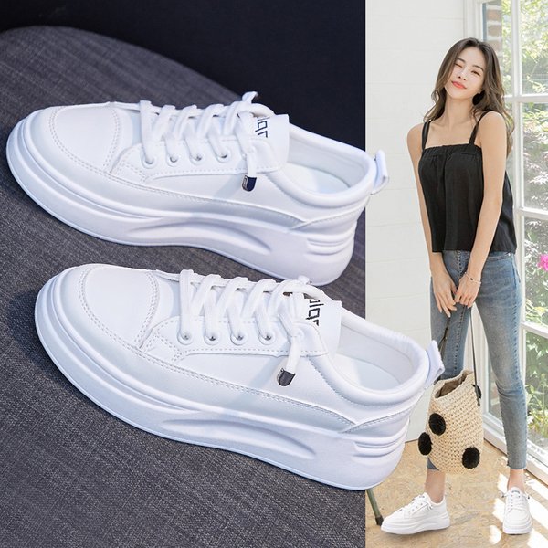 White For Women, Spring 2025 New Breathable Student Korean Version Height Increasing Sponge Cake, Casual D08 Board