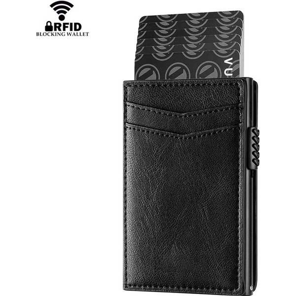 Men's Bags Side Push Card Holder Rfid Anti Theft Metal Aluminum Box Card Holder Multi Card Slot Credit Card Holder Card-image