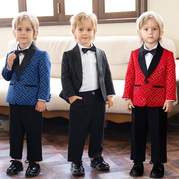 Kid's Clothing Children's Suit Handsome British Style Flower Girl Dress Boy Small Suit Boy Piano Host Performance Costume-image