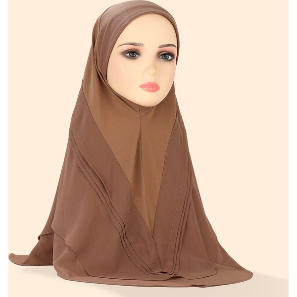 Women's Hijab double layer pleated headscarf crystal linen chiffon three color women's pullover hat comfortable and breathable shawl