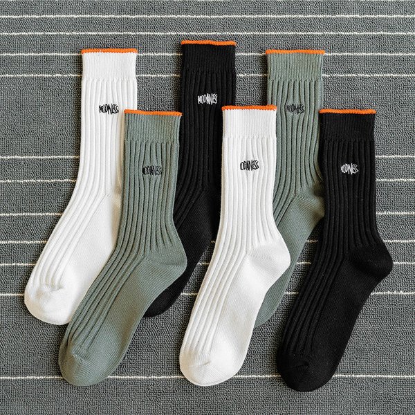 Unisex Accessories socks solid color mid tube trendy embroidered pile socks