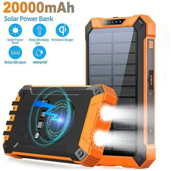 New Solar Wireless Charging Power Bank 20000 MAh Large Capacity Mobile Phone Outdoor Power Bank