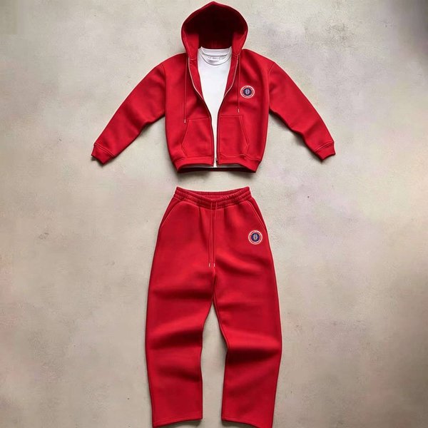 Men's Clothing Two-piece Set Featuring A Hooded Zip-up Sweatshirt And Sweatpants; Streetwear-style Athletic Outfit.