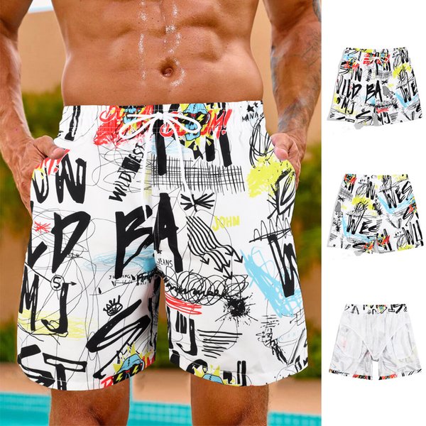Men's Beach Shorts Loose And Quick-Drying Lined Swimming Trunks Men's Adult Hot Spring Leisure Shorts-image