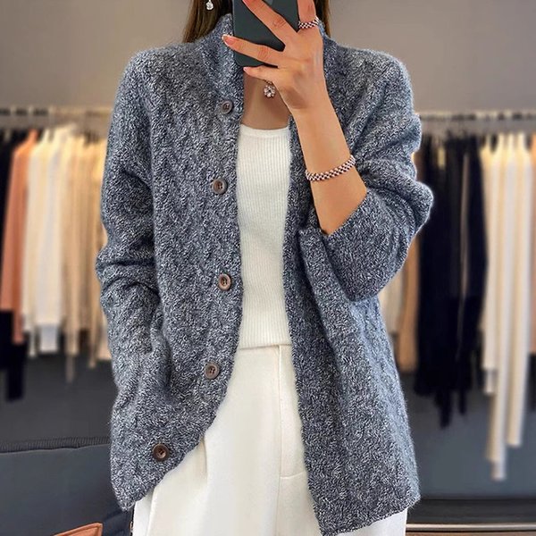 Women's Korean-Style Jacquard Cardigan – Lightweight Knit Sweater For Autumn & Winter (S-XXXL)
