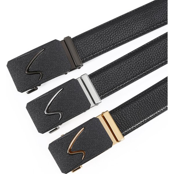 Men's frosted hollowed-out lettering alloy automatic buckle belt