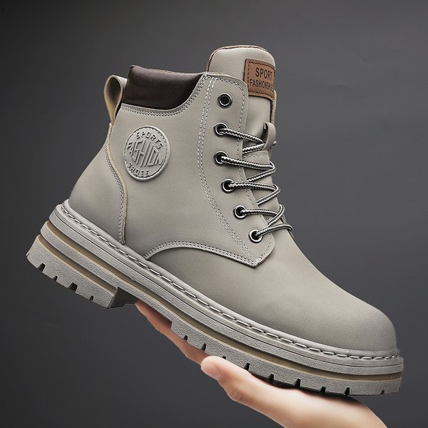 Outdoor Autumn Fashion Boots Couple High Top Lace-Up Big Yellow Boots Platform Casual Retro Biker Boots-image