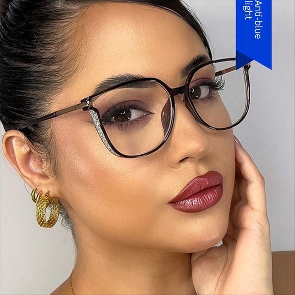 Women's Eyeglasses Ultra Light Glasses Frame For Myopia Suitable For Big Face Slimming Anti Blue Light Glasses Frame Plain Glasses For Round Face-image