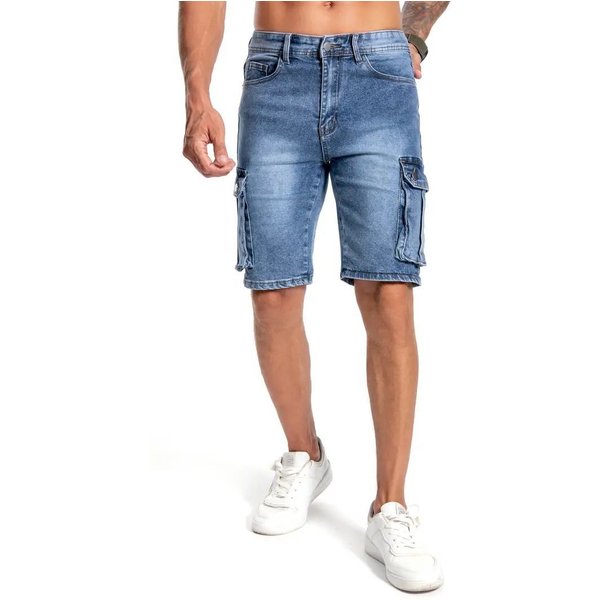 New European And American Multi-Pocket Micro-Elastic Denim Shorts For Men's 5-Piece Casual Jeans-image