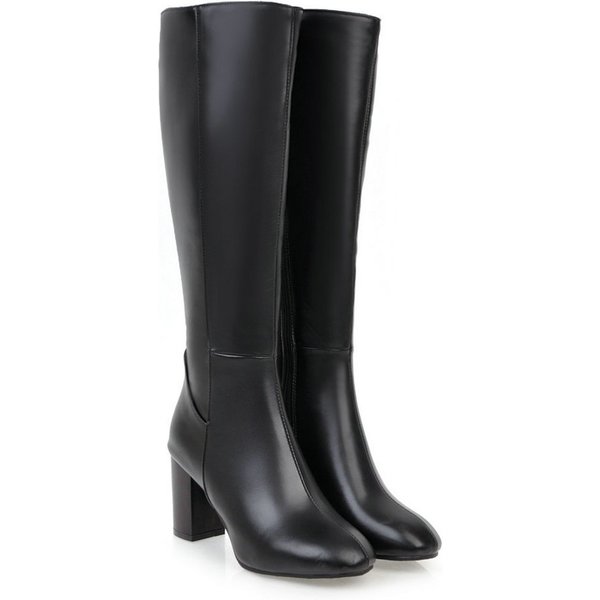 Women Rubber Retro Low Heel Mid Heel Square Events Outdoor Footgear Shoes Toe Buckle Zipper Formal