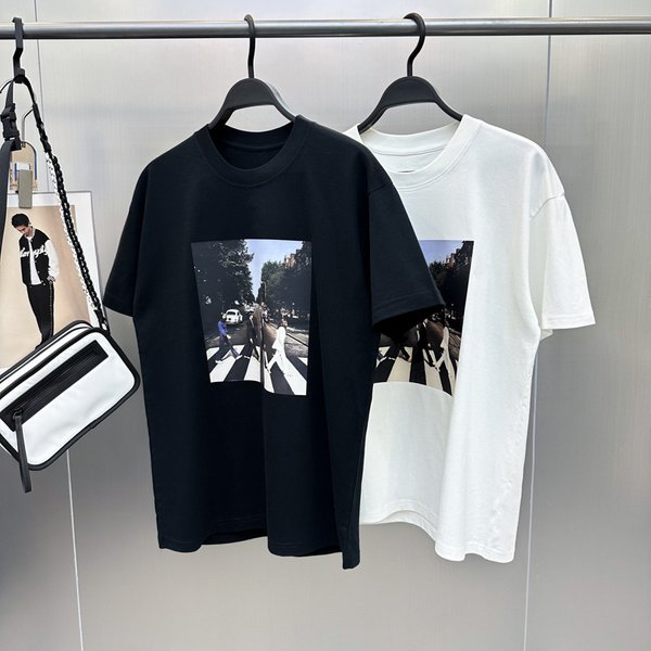 Men's Clothing New Men's Fashion Brand Black And White T Shirt Trend Short Sleeve Youth Loose Cotton T Shirt-image