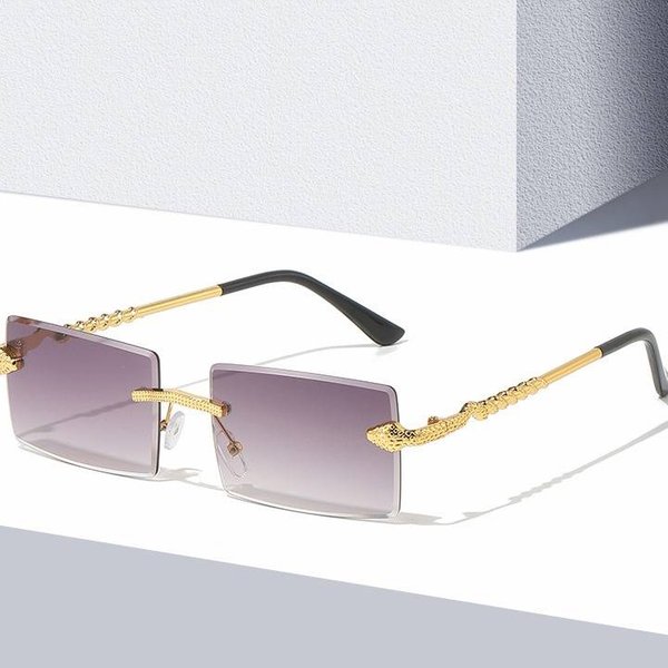 Fashionable Serpentine Metal Rimless Square Sunglasses For Men & Women – UV400 Protection, Trendy Gradient Lens, Chic Streetwear Accessory