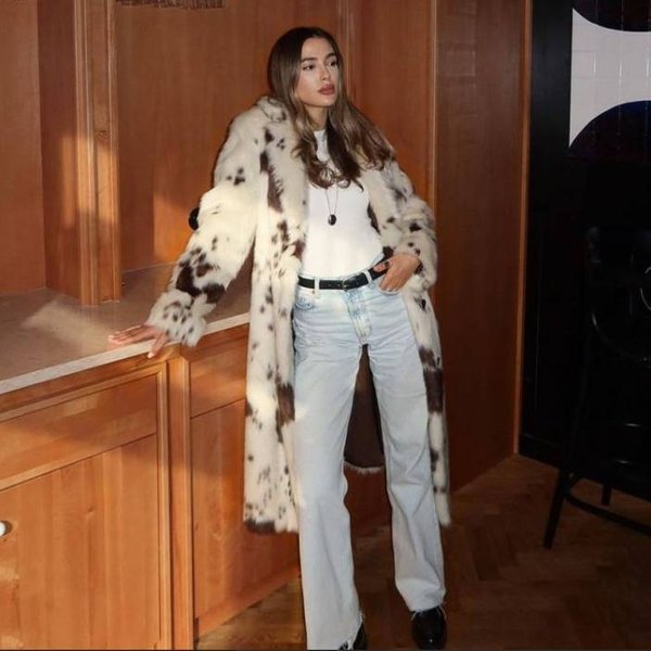 Luxury Faux Fur Coat For Women, Long Winter Coat With Faux Fur Collar, Elegant & Stylish Outerwear For Fall & Winter, Streetwear Fashion Coat-image