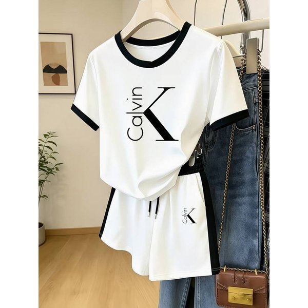 Women's Color Block Print Shorts Set - Summer Casual Two-Piece Outfit-7-image
