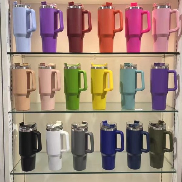 In Stock Car 40Oz Handle Insulated 304 Stainless Steel Large Capacity Cold-Keeping Straw Ice Cup-image