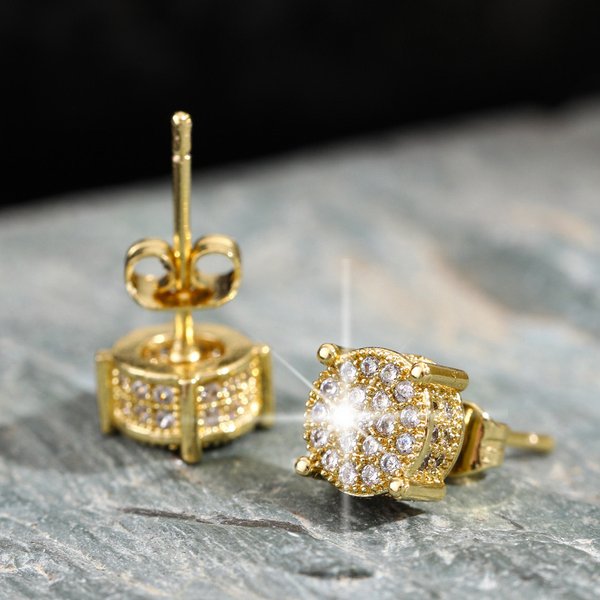 Hot Selling Full Diamond Hip Hop Men's Earrings Micro Inlaid Full Body Zircon Craft Spot-image