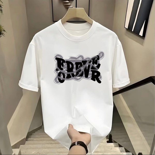 Men's Clothing Men's short-sleeved T-shirt 2024 Summer new men's fashion casual style cotton round neck printed short-sleeved T-shirt