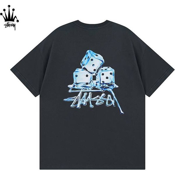 Stussy Ice Cube Dice Logo Printed Pure Cotton Short Sleeved T-shirt