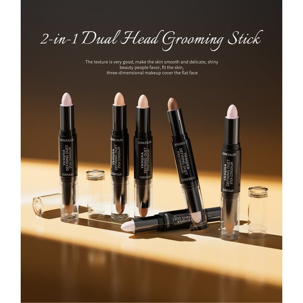 Double-Headed Contouring Stick, Highlighter Double-Headed Contouring Stick, Slimming Face Concealer, Nose Shadow Highlighter Pen-image